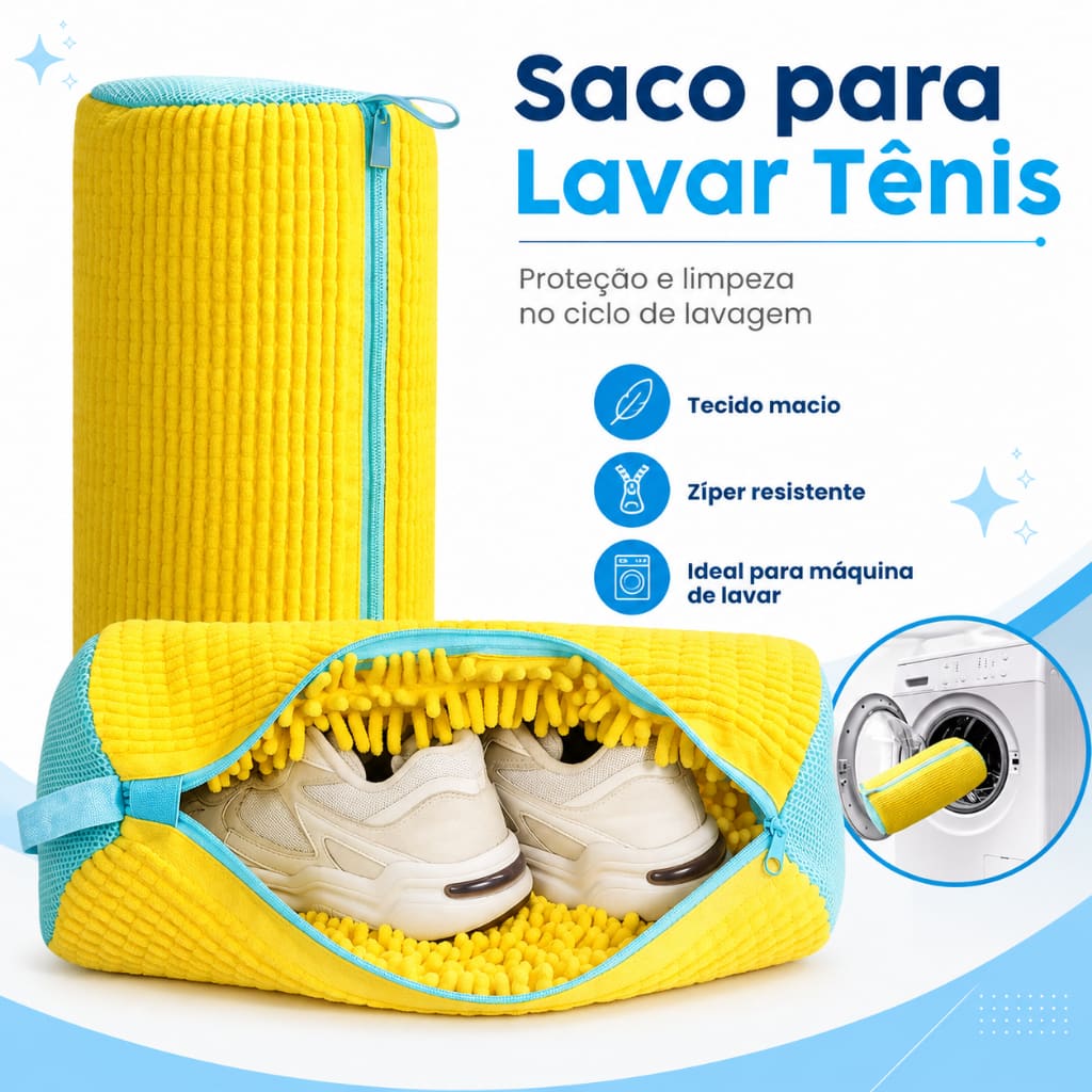 Saco Protetor para Sapato Tênis na Máquina de Lavar Prático 1 OU 2 PEÇAS