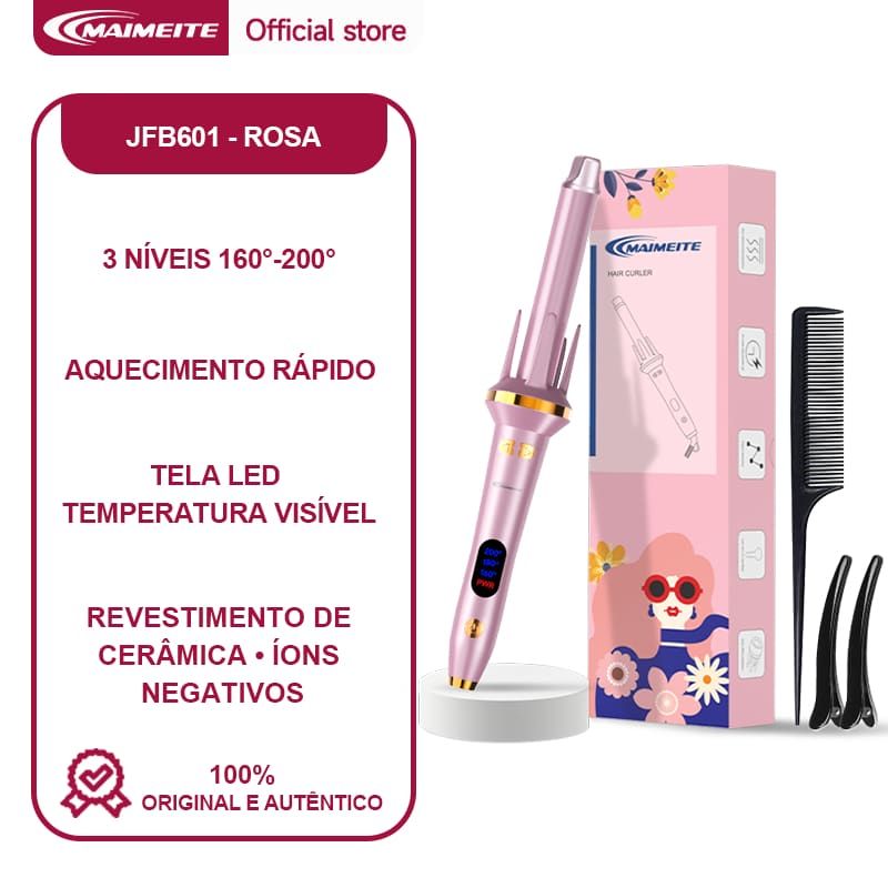 Modelador De Cachos Giro Automático25mm Profissional Bivolt Revestimento Cerâmico Painel LED Aquecimento Rápido