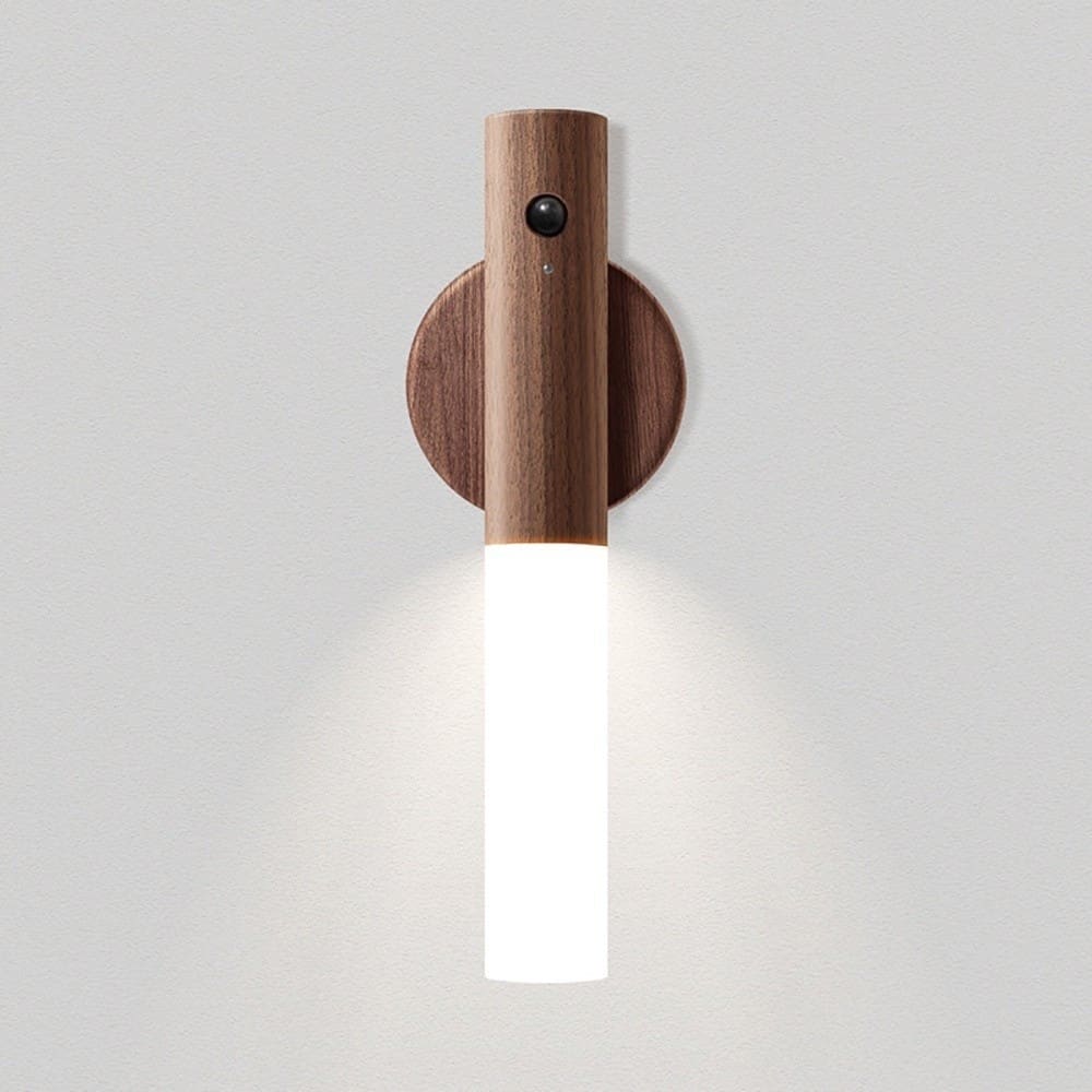 Luminaria Luz Led Recarregável Sensor de Movimento Arandela de Madeira Minimalista Para Mesa Parede
