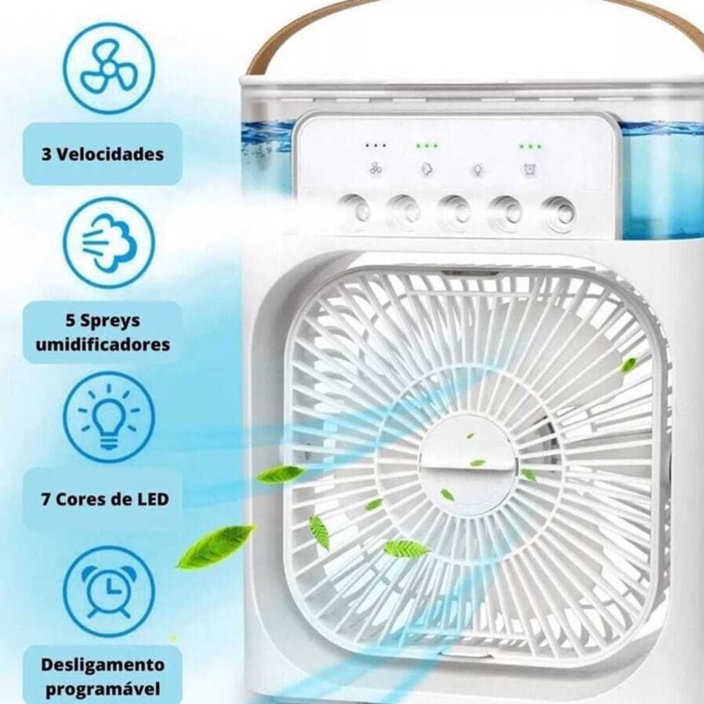 Refrigerador De Ar Ventilador Umidificador Portátil Com Led Reservatório De Água Led Usb GRANDE