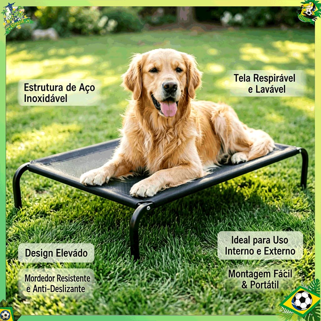 Cama Pet Suspensa e Elevada Reforçada - Respirável, Lavável e Resistente para Cães e Gatos